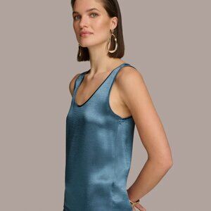 DKNY teal tank top satin size M NWT